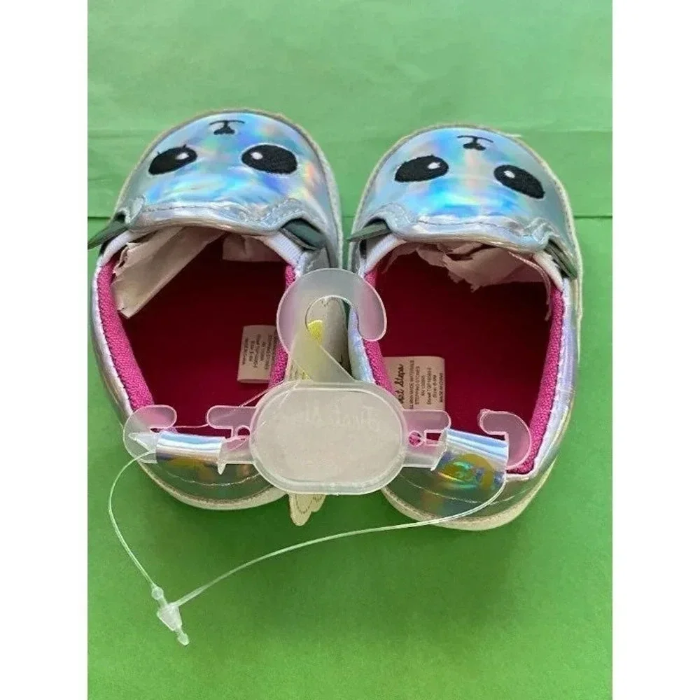 NWT Baby Girl First Steps Baby Soft Walking Slip-On Shoes Size 6-9 Months Panda